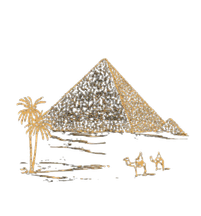 Logo Amici di Egitto Edilizia — piramide con palma e cammelli